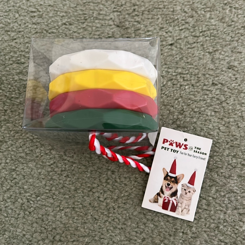 4 Ring Chew Toy for Dogs Christmas Colors